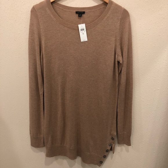 Ann Taylor Side Button Asymmetric Tunic Sweater - Picture 1 of 5